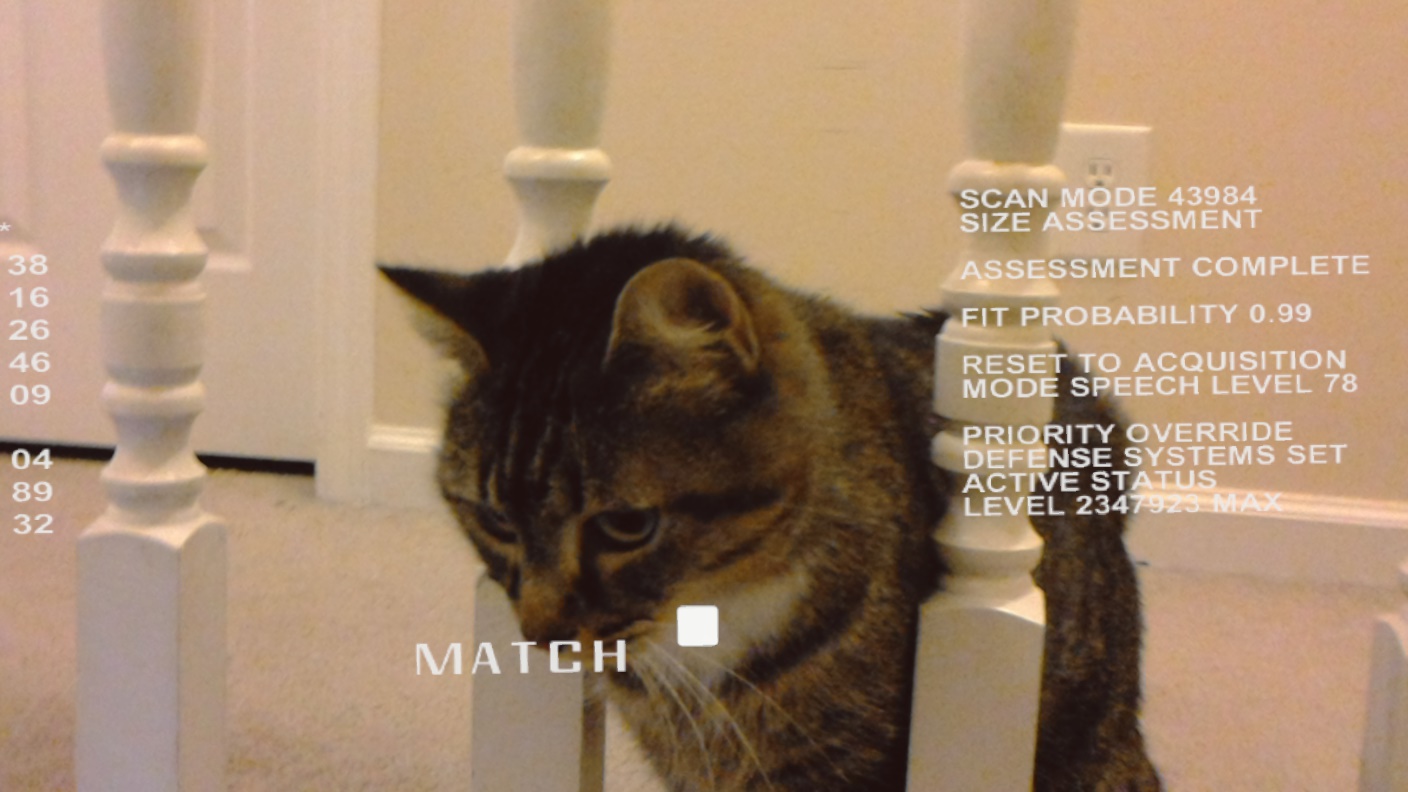 Terminator Vision running on HoloLens, labeling objects in a room